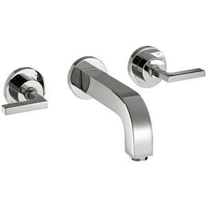 Hansgrohe Axor Citterio 3-Loch Waschtischarmatur Unterputz mit Hebelgriffen, Platte und langem Auslauf,  Wandmontage
